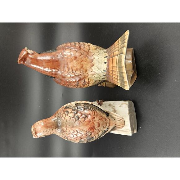 2 Mid Century Kitsch Ceramic Bobwhite Grouse Bird Figures JSC Malsons NY Label - Picture 4 of 15